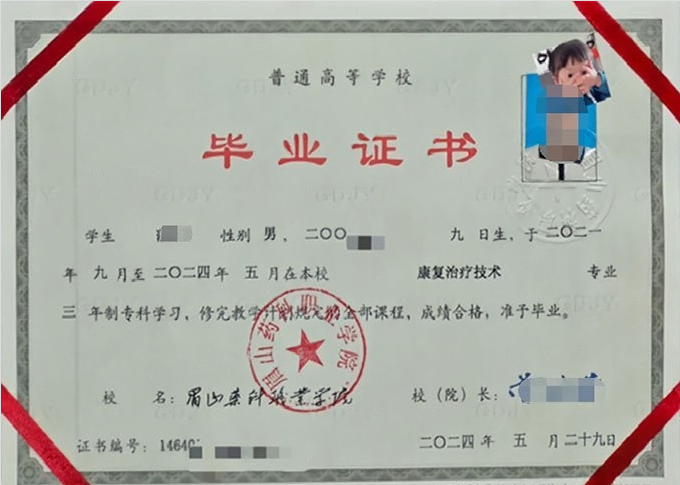 四川眉山药科职业学院毕业证样本图片